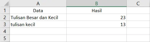 Contoh penggunaan fungsi LEN di Excel beserta hasilnya