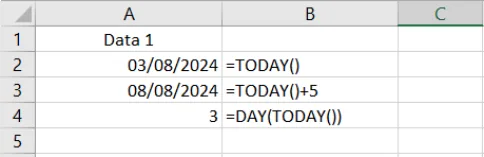 Contoh penggunaan fungsi TODAY di Excel beserta hasilnya