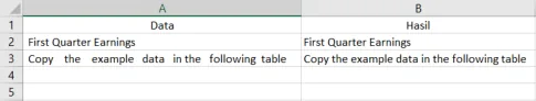 Contoh penggunaan fungsi TRIM di Excel beserta hasilnya