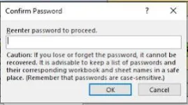 Kotak konfirmasi password pada Protect Sheet