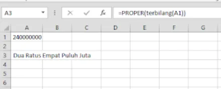 Hasil terbilang dengan huruf kapital di awal tiap kata: Dua Ratus Empat Puluh Juta