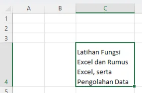 Hasil Wrap Text: teks panjang tampil dalam beberapa baris dalam satu sel